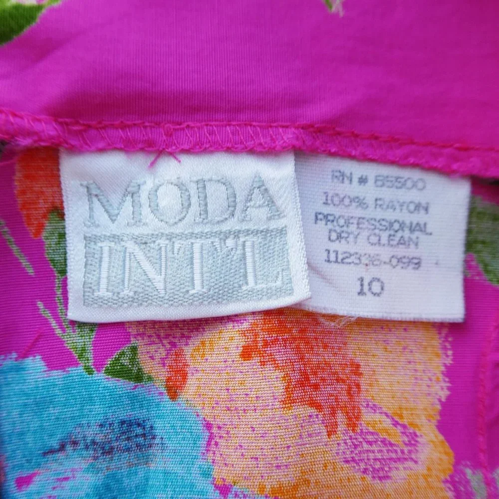 Vintage Moda Int'l Pink Floral Sheath Tank Dress Princess Zipper Back M - Picture 8 of 8